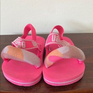 UGG Pink and Orange Sandals with Wide Straps